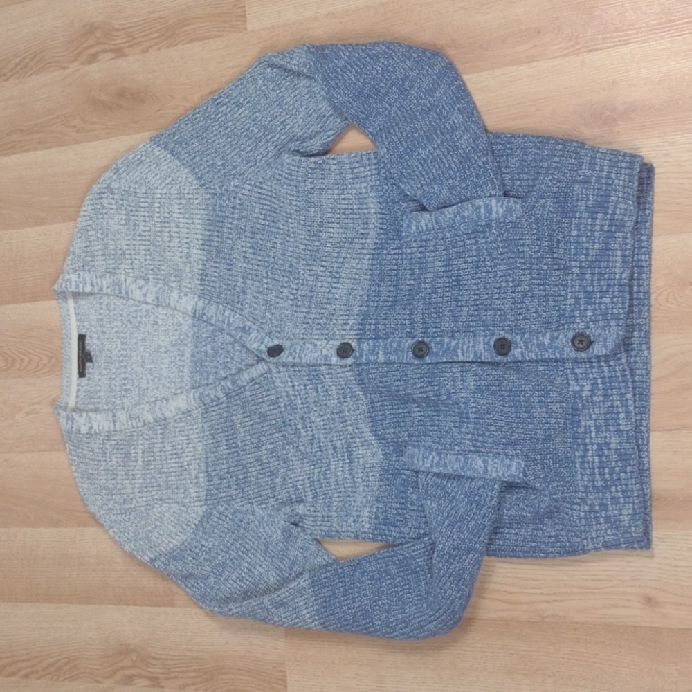 Banana Republic Oversized 100% Cotton Color Block Knit Button Pockets Cardigan